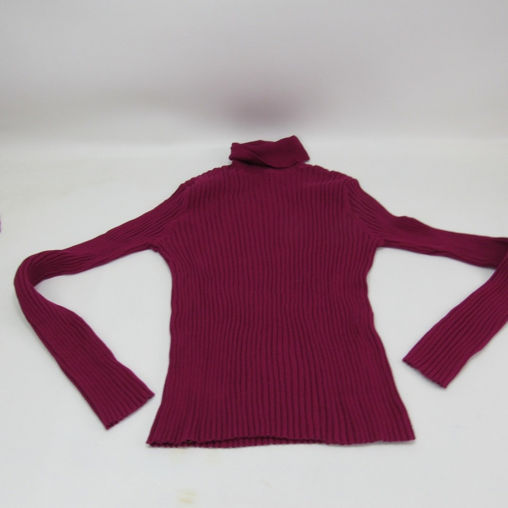 Express Womens Ribbed Turtleneck Top Magenta Knit Long Sleeve Large
